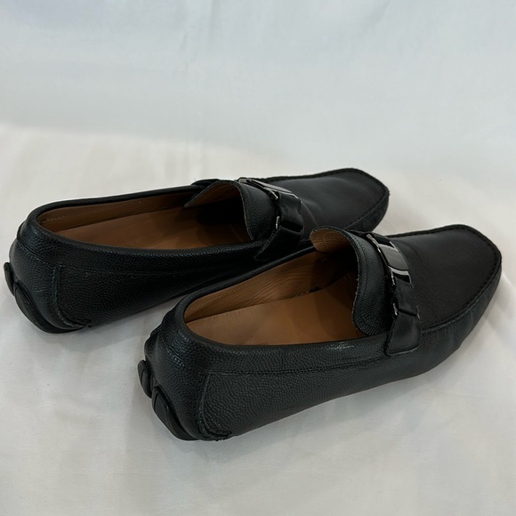 SALVATORE FERRAGAMO Sardegna Nero Pebble Calf Black Driving Loafers - Picture 2 of 6